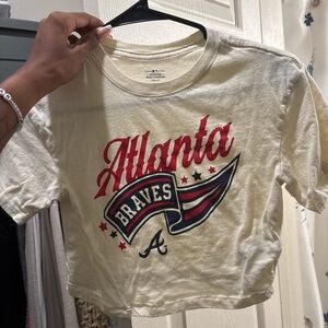 Atlanta Braves Cream Crop Top